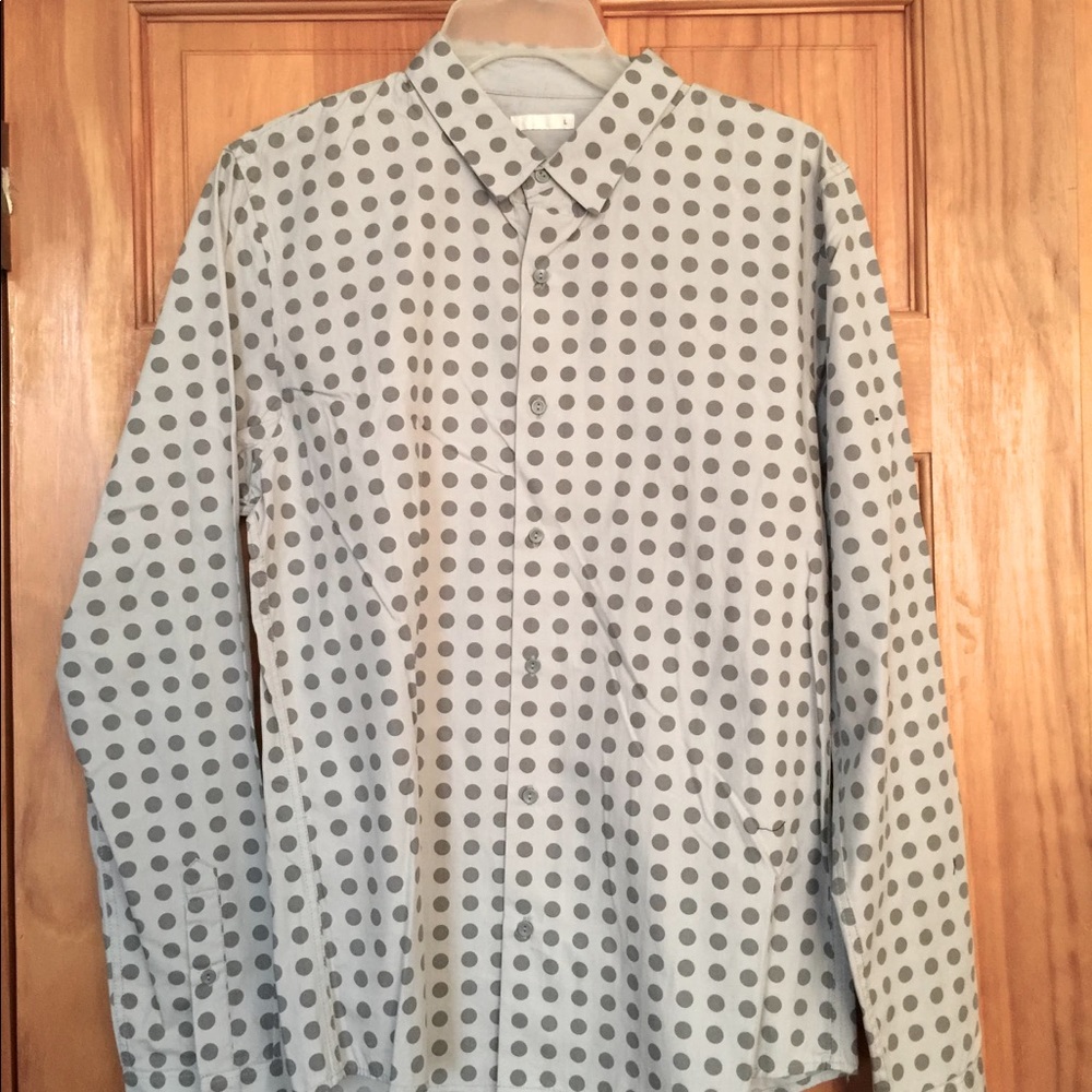NEW JP Men’s Polkadot Grey on Grey Dress Shirt L